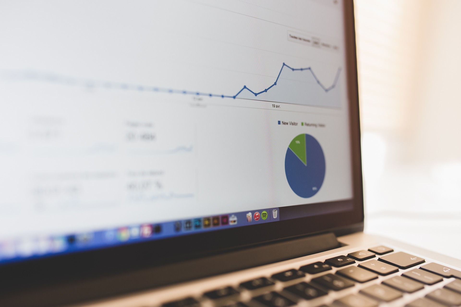 Laptop showing website traffic statistics